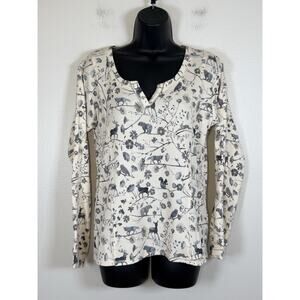 Anthropologie Top Woodlands Animal Thermal Shirt Moose Cabin Core E by Eloise, S